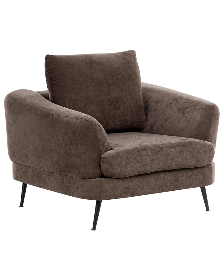 Brown armchair with a pillow on a white background