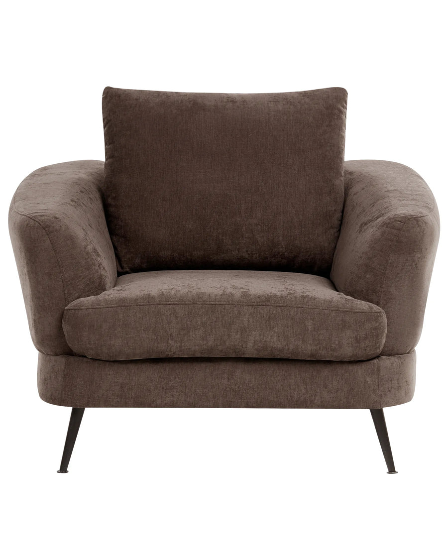 Brown armchair with a pillow on a white background