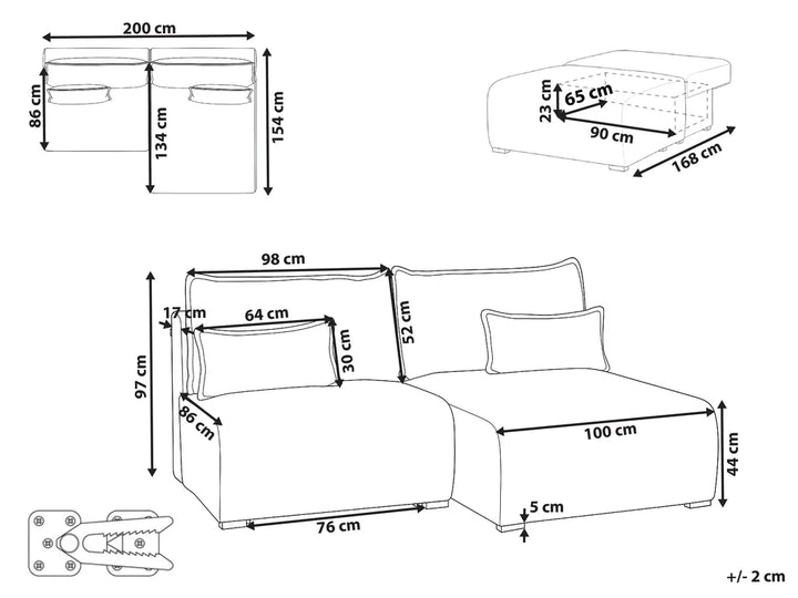Modular Corner Sofa Fabric Blue Left Han Averni