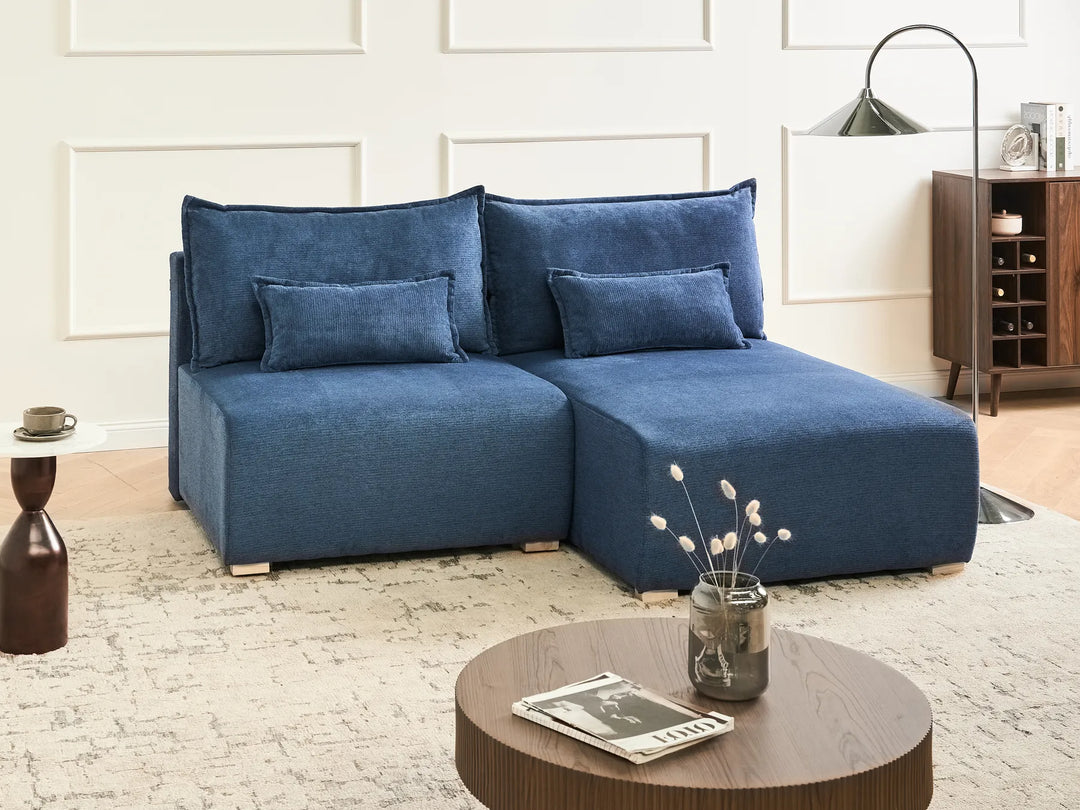 Modular Corner Sofa NERBO Fabric Blue Left Hand