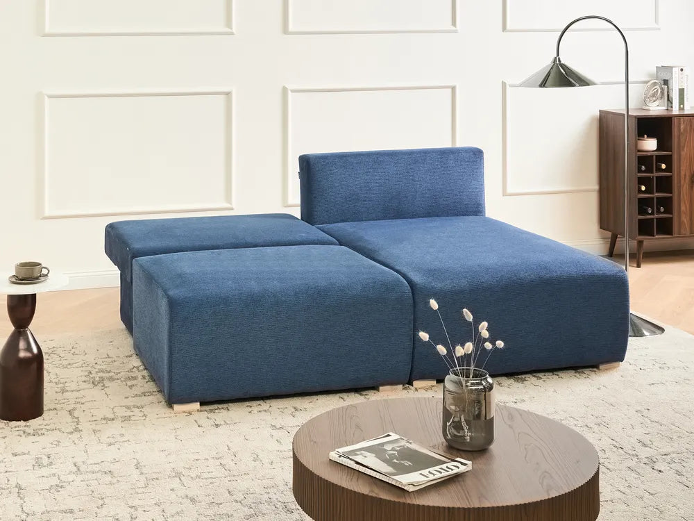 Modular Corner Sofa Fabric Blue Left Han Averni