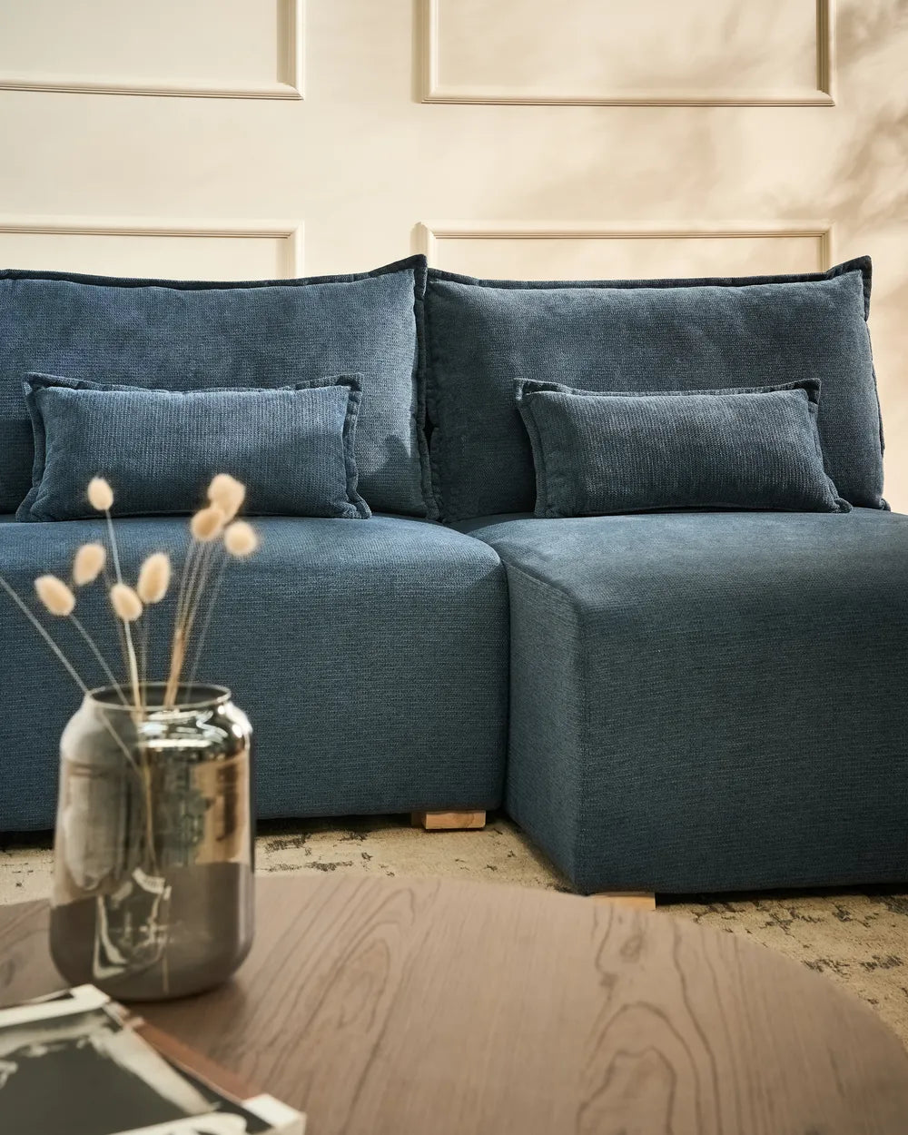 Modular Corner Sofa Fabric Blue Left Han Averni