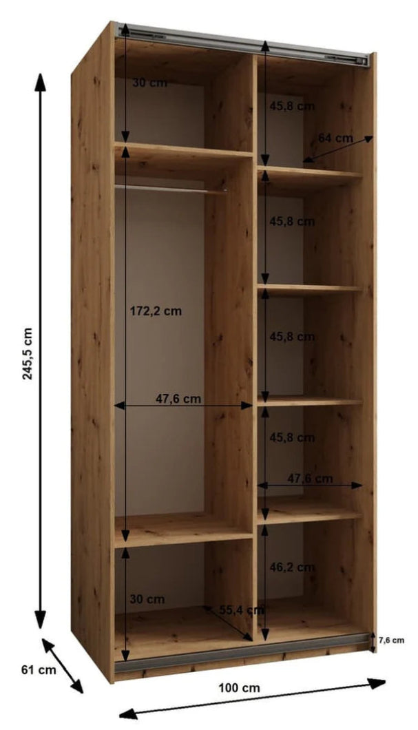 Modern Trosa I Oak Artisan Sliding Door Wardrobe with Black Steel Handles