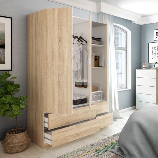 Carlton Light Oak Effect 3-Door  Wardrobe