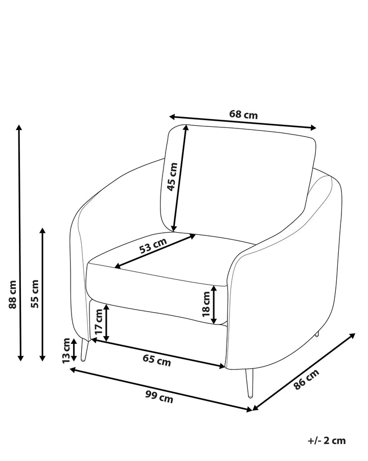Armchair Fabric Light Grey Hillam