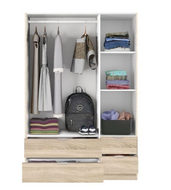 Carlton Light Oak Effect 3-Door  Wardrobe