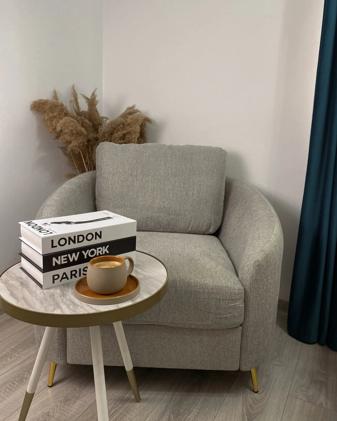 Armchair Fabric Light Grey Hillam
