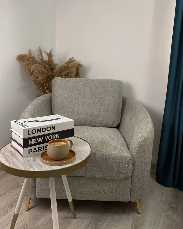 Armchair Fabric Light Grey Hillam