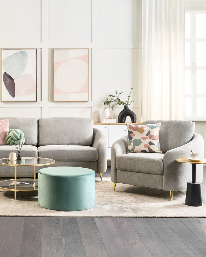 Armchair Fabric Light Grey Hillam