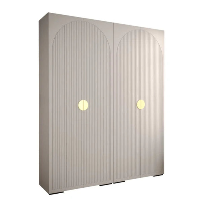 Elegant Manhattan I Hinged Door Wardrobe - Pristine White, Gold Handles, Customisable Storage