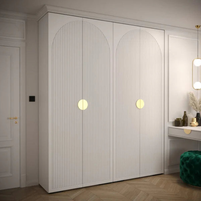 Elegant Manhattan I Hinged Door Wardrobe - Pristine White, Gold Handles, Customisable Storage