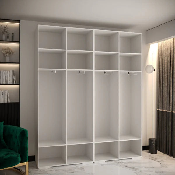 Elegant Manhattan I Hinged Door Wardrobe - Pristine White, Gold Handles, Customisable Storage