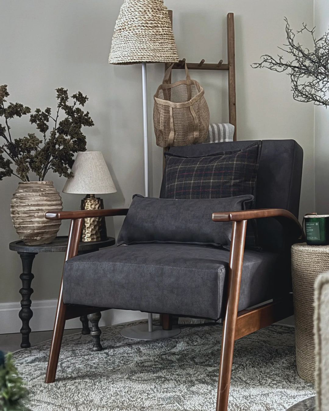 Skara Armchair Faux Leather Dark Brown