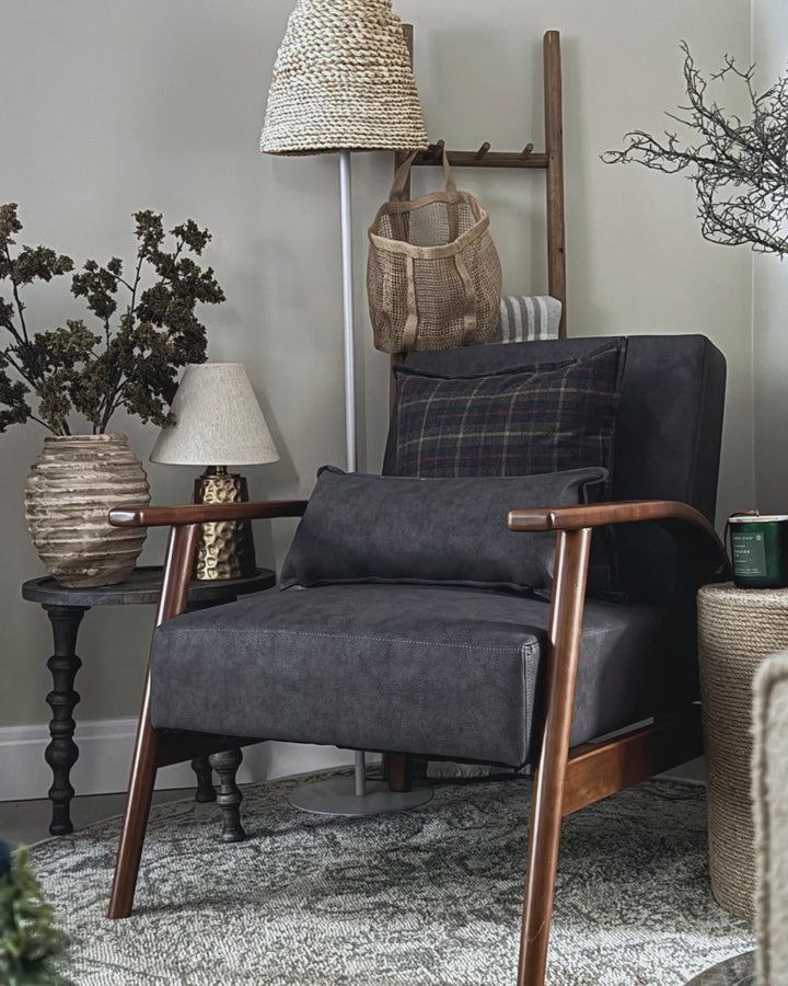 Skara Armchair Faux Leather Dark Brown
