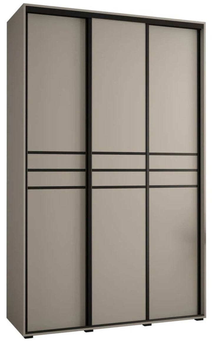 Dakota X Sliding Door Wardrobe in Cashmere with Black Accents - Sleek Laminated Board - PVC-Finished Edges