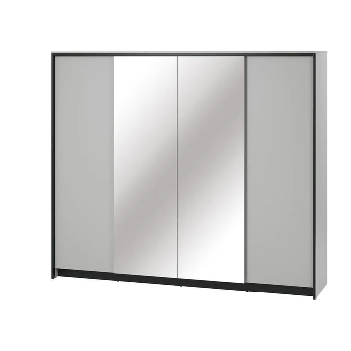 Gris Hinged Door Wardrobe with Mirrors and LED Lighting - Contemporary and Spacious Bedroom Storage