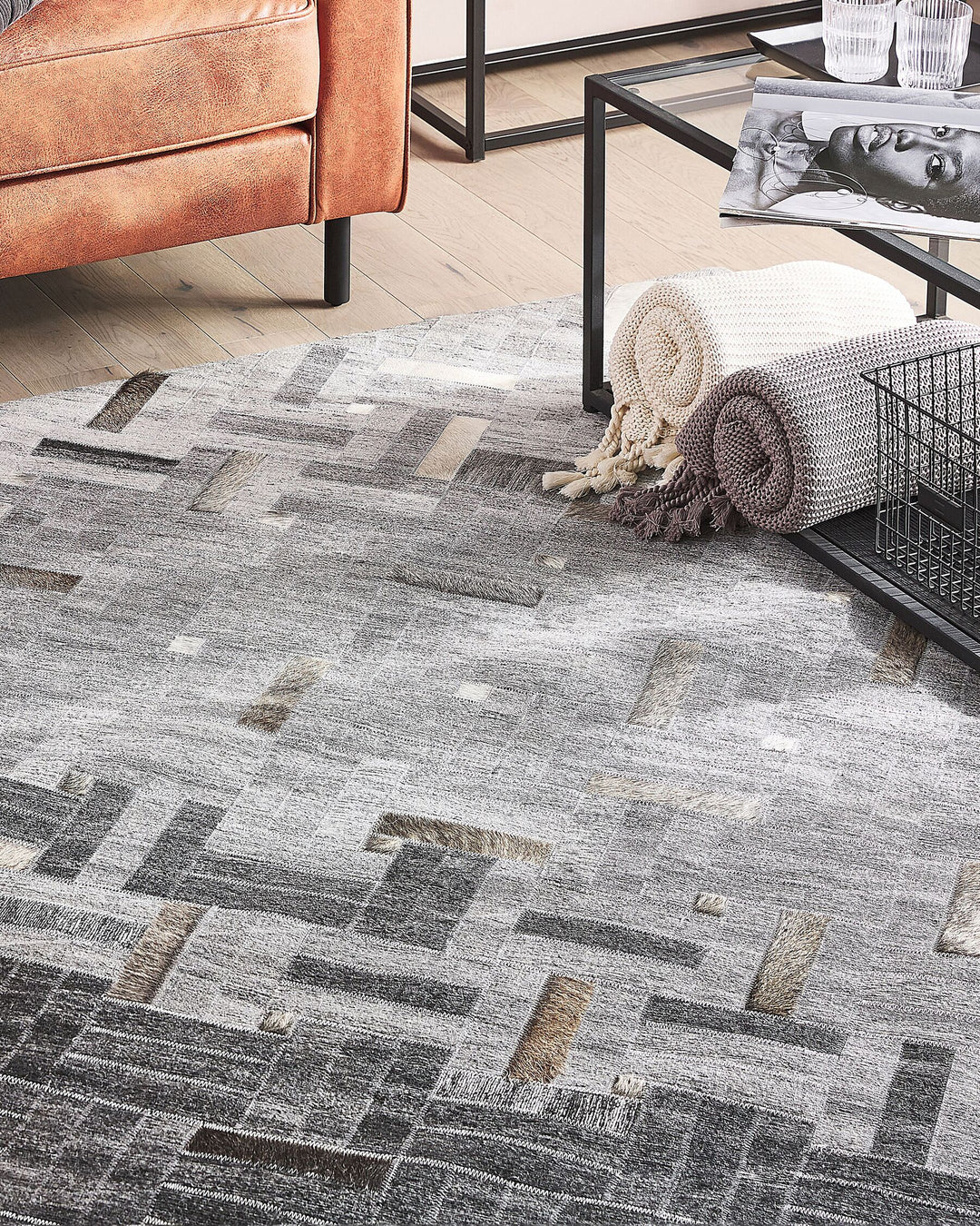 Dara Leather Area Rug 140 x 200 cm Grey