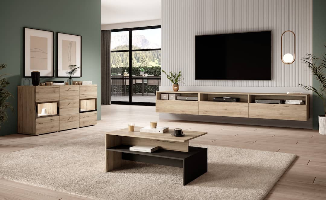 Baros 40 TV Cabinet 270cm San Remo Oak