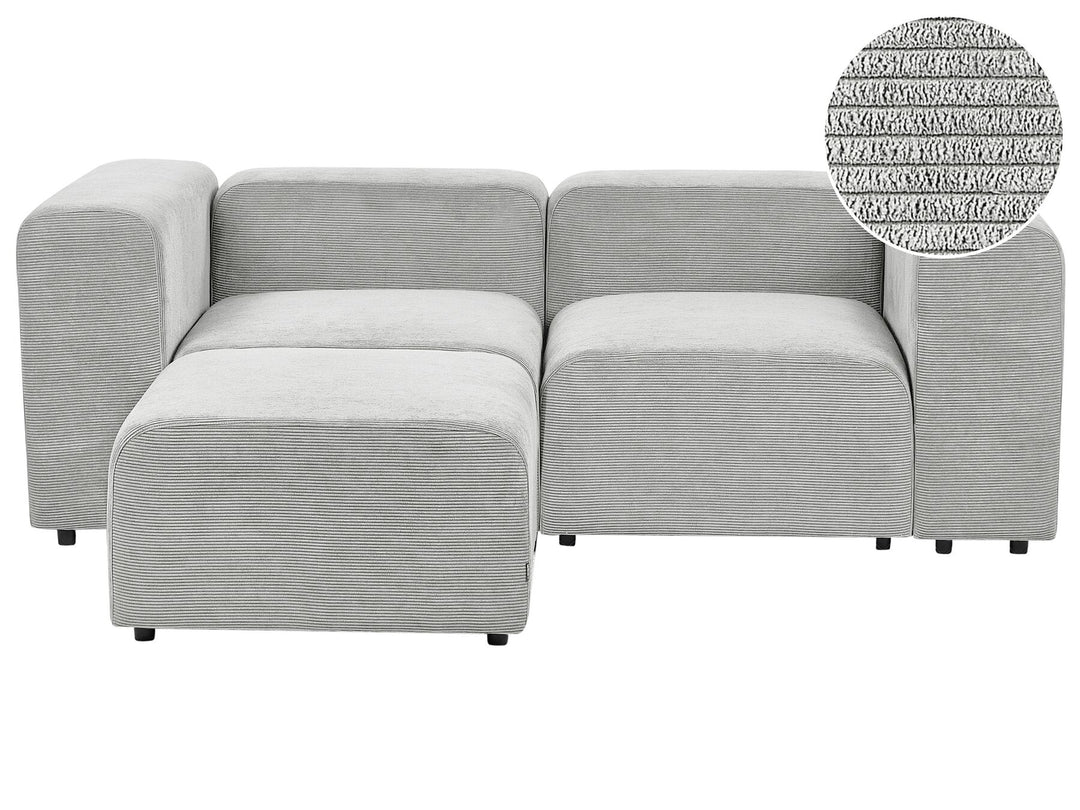 Falsterbo 2 Seater Modular Corduroy Sofa with Ottoman Grey 