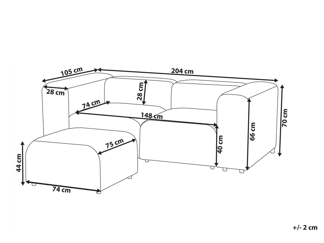 Falsterbo 2 Seater Modular Corduroy Sofa with Ottoman Grey