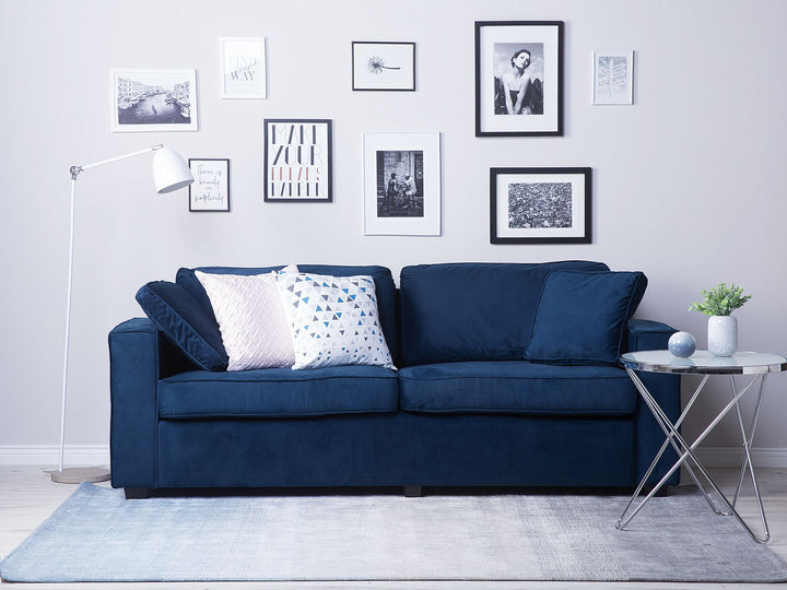 Falun 3 Seater Velvet Sofa Navy Blue