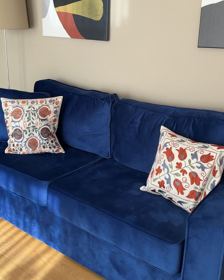 Falun 3 Seater Velvet Sofa Navy Blue