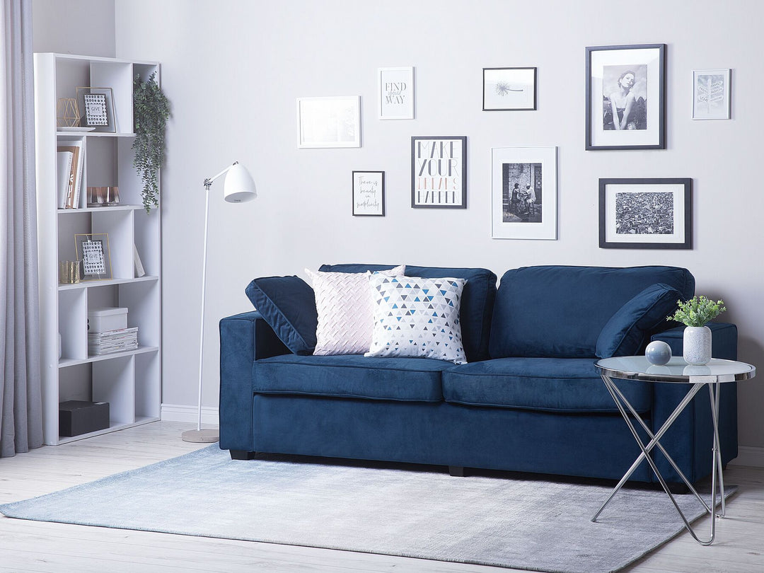 Falun 3 Seater Velvet Sofa Navy Blue