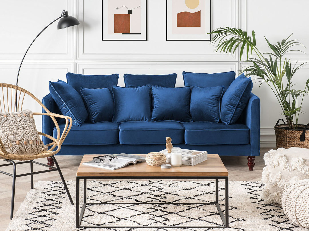 Fenstad 3 Seater Velvet Sofa Blue