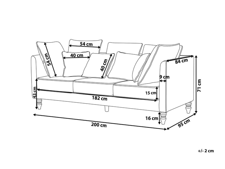 Fenstad 3 Seater Velvet Sofa Blue