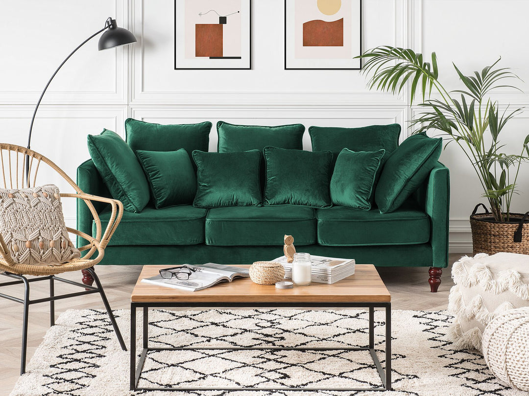 Fenstad 3 Seater Velvet Sofa Emerald Green