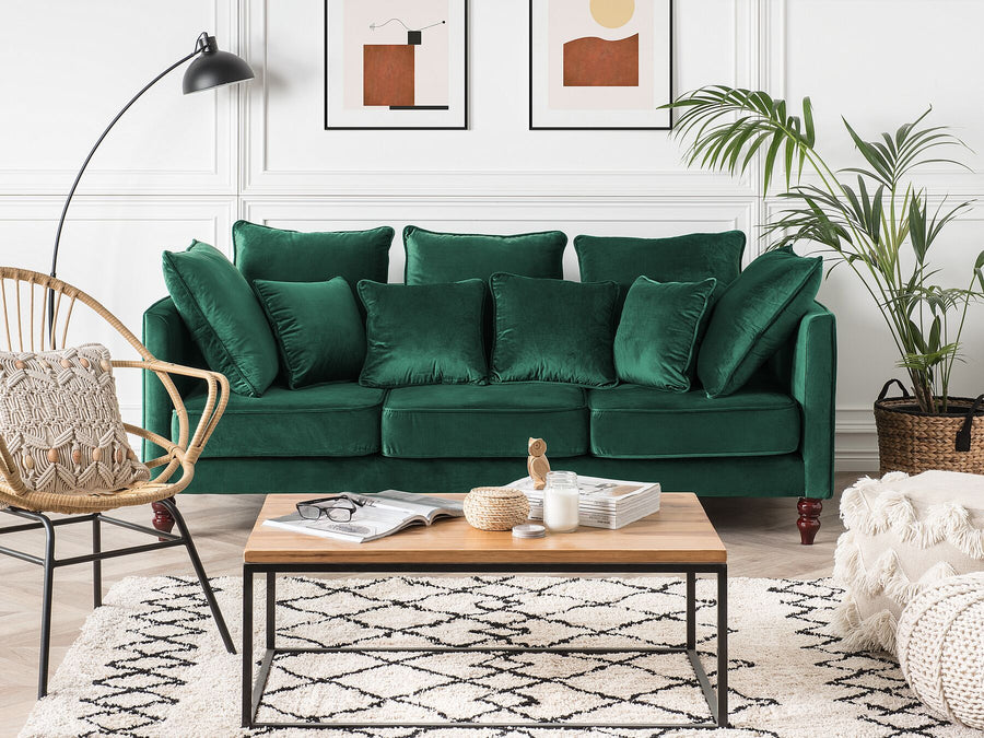 Fenstad 3 Seater Velvet Sofa Emerald Green