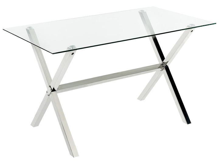 Flori Glass Top Dining Table 130 x 70 cm Silver