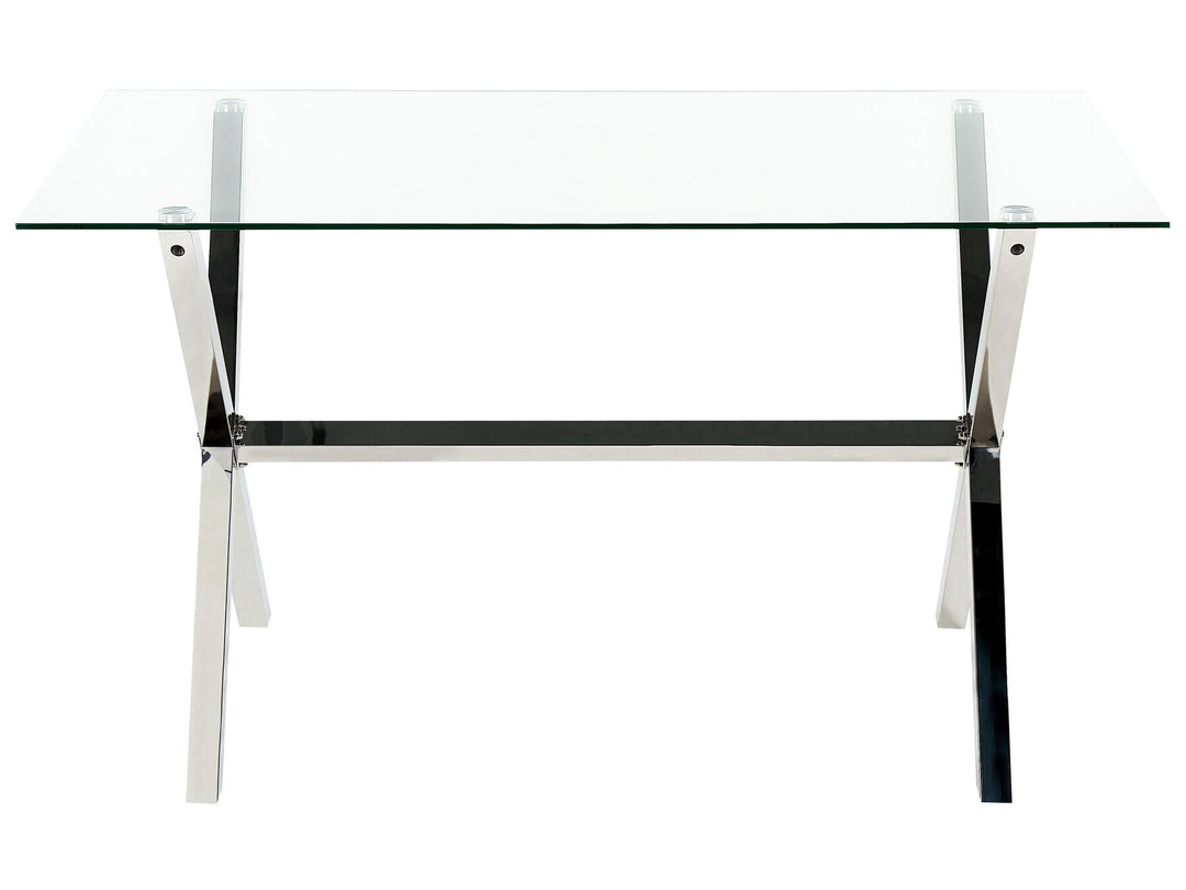 Sterra Glass Top Dining Table 130 x 70 cm Silver