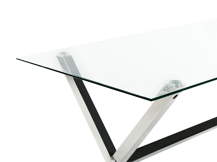 Sterra Glass Top Dining Table 130 x 70 cm Silver