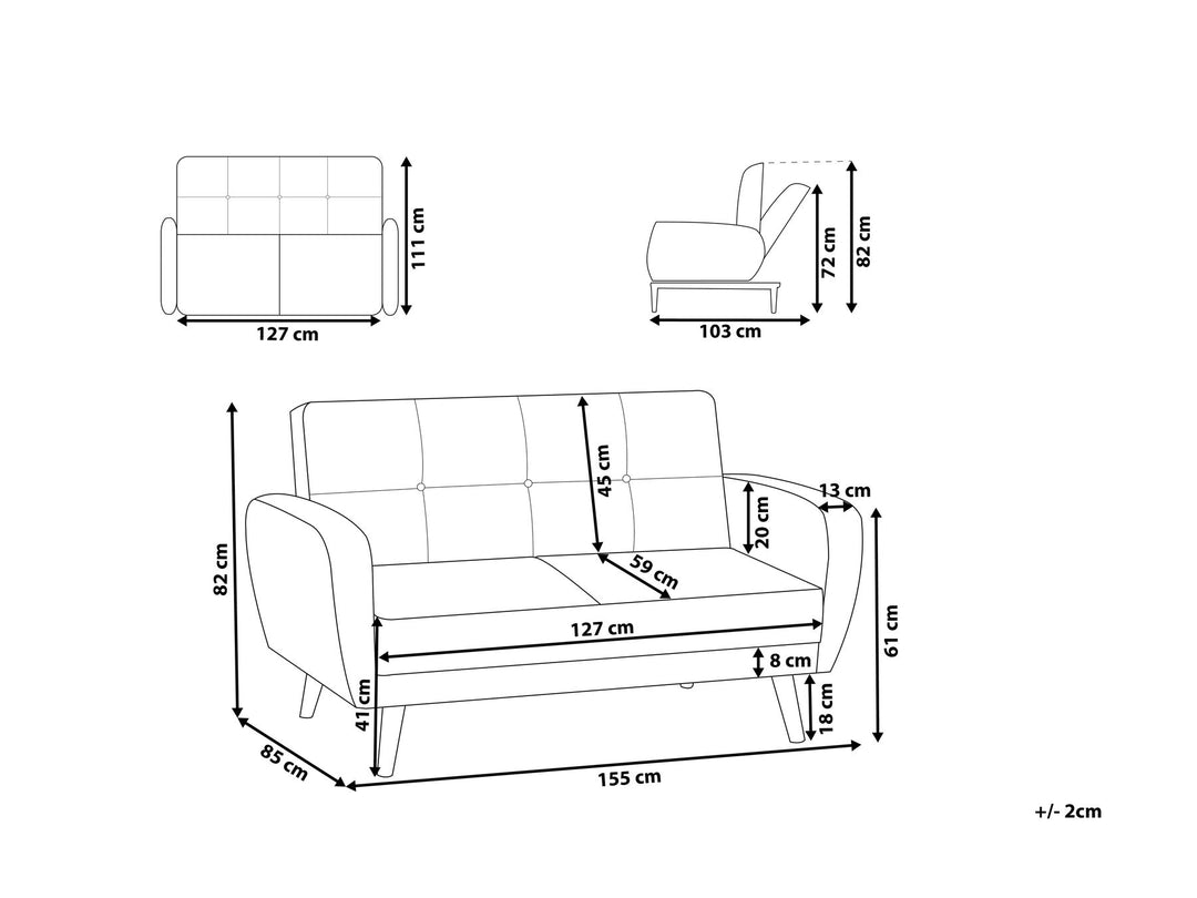 Florli 2 Seater Sofa Black