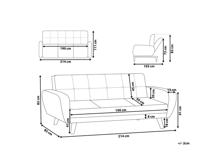 Florli 3 Seater Sofa Black