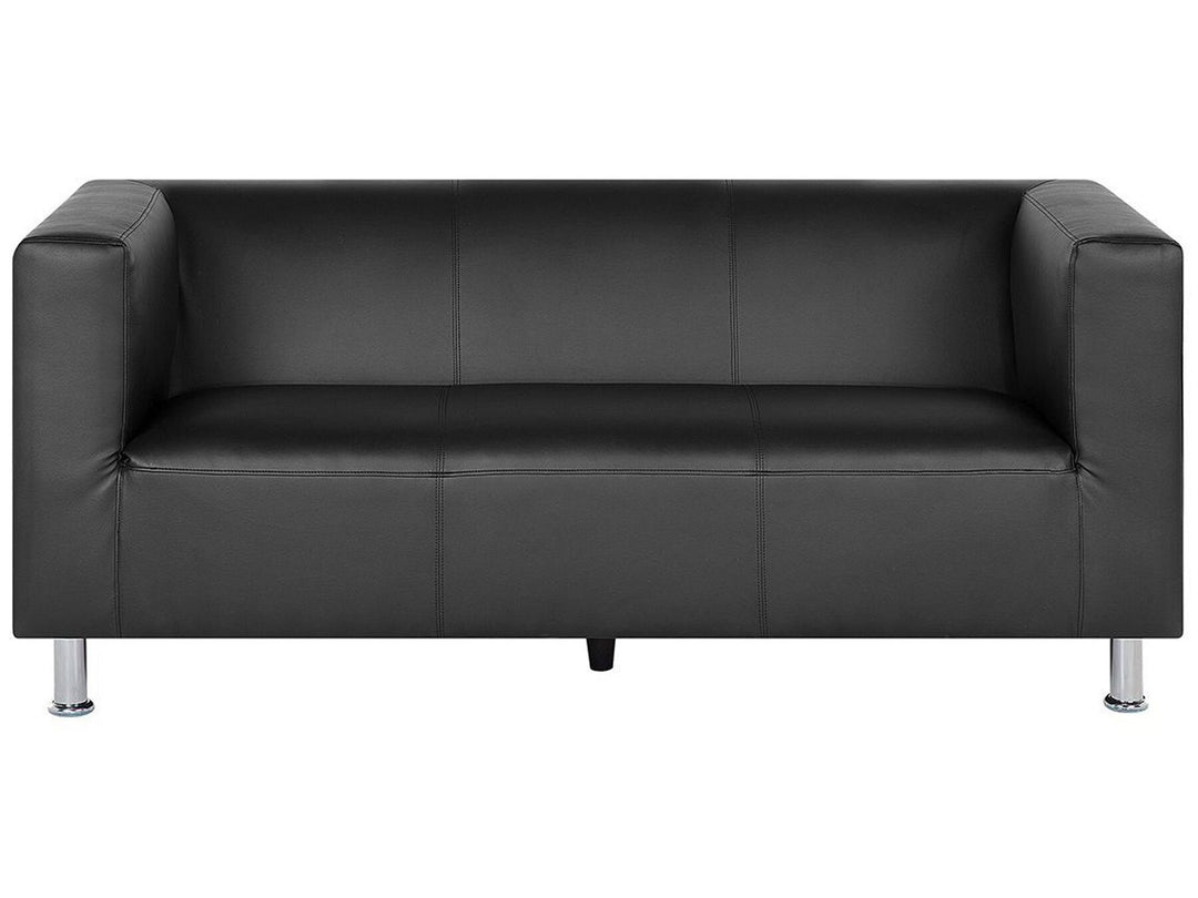 Floro 3 Seater Faux Leather Sofa Black