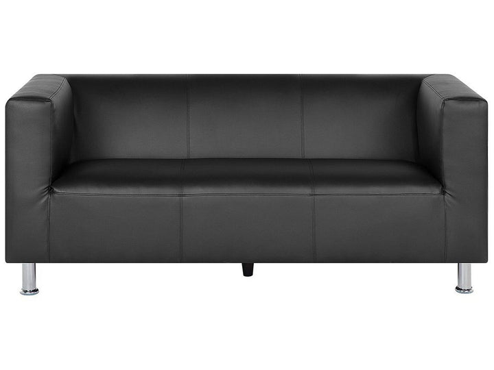 Floro 3 Seater Faux Leather Sofa Black