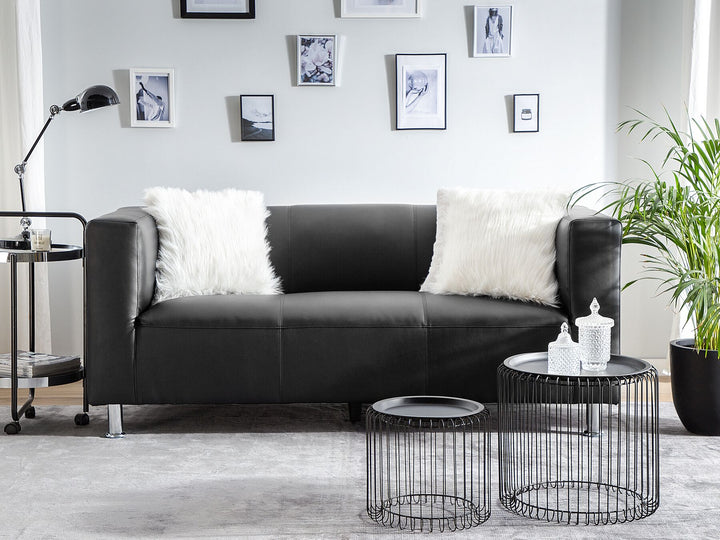 Floro 3 Seater Faux Leather Sofa Black