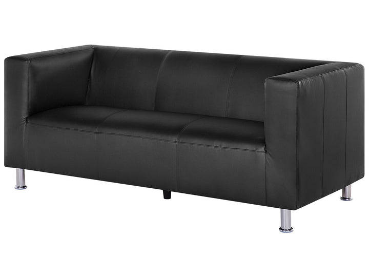 Floro 3 Seater Faux Leather Sofa Black