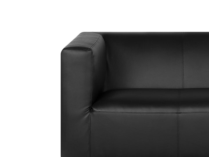 Floro 3 Seater Faux Leather Sofa Black