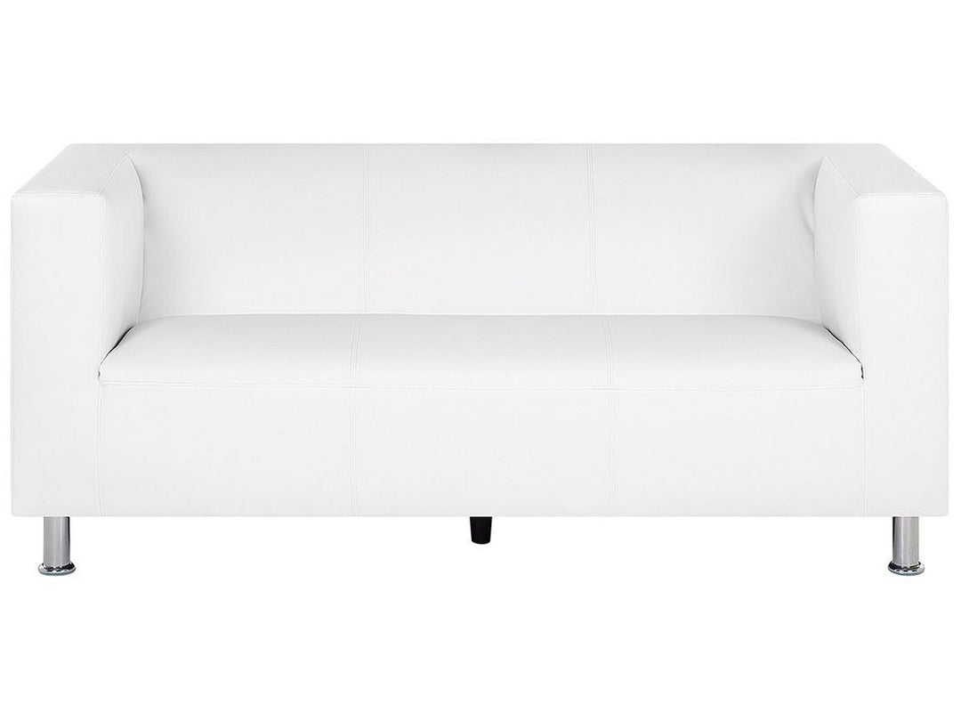 Floro 3 Seater Faux Leather Sofa White