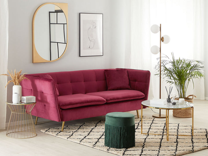 Frederica 3 Seater Velvet Sofa Red