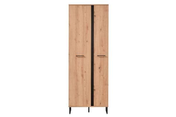 Wooden wardrobe with two doors on a white background