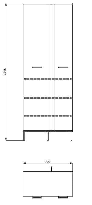 Hyland Artisan Oak Finish Slim 2 Door Wardrobe