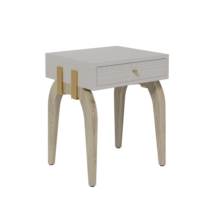 Small side table with a drawer on a white background