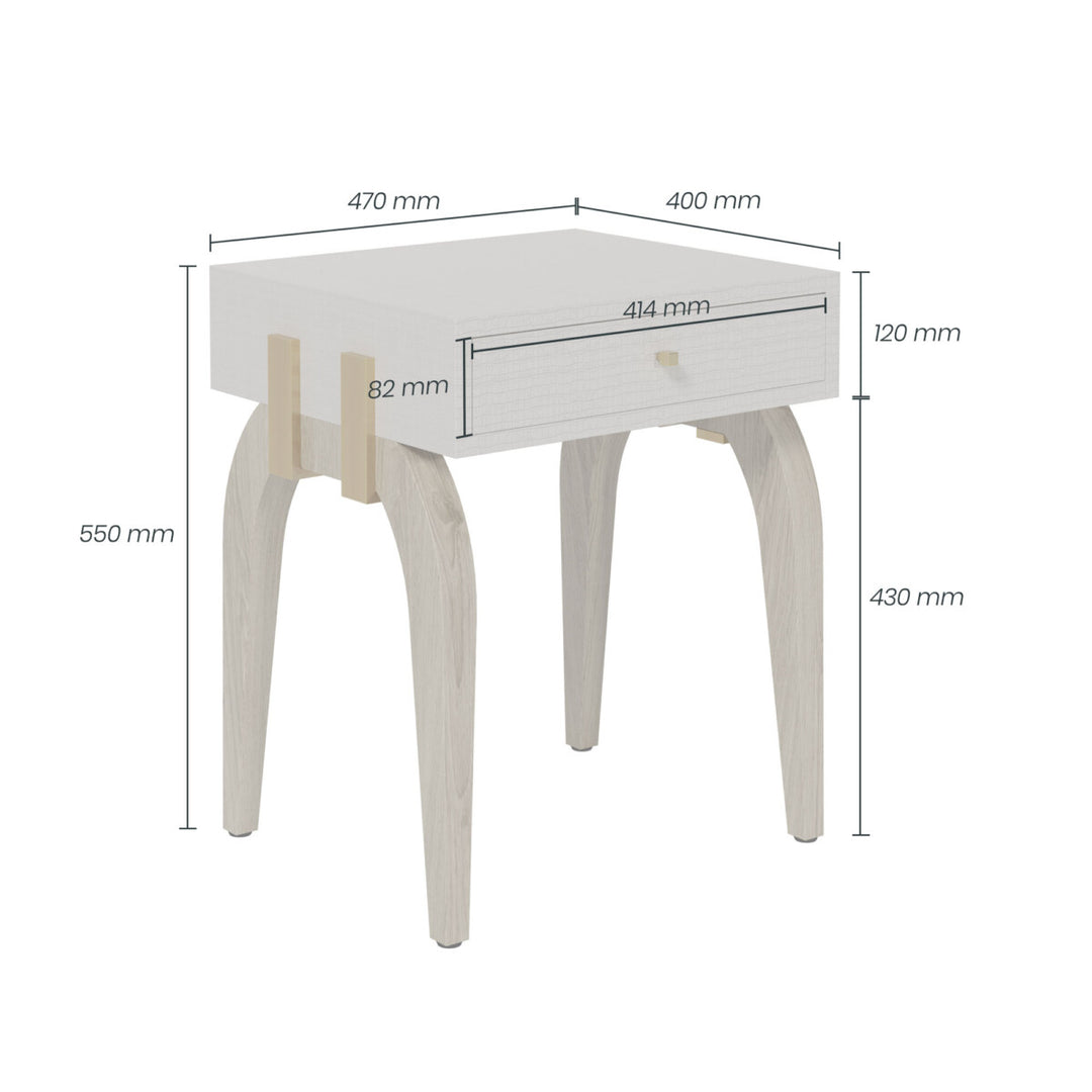 D.I. Designs Laverstoke White Crocodile Style Bedside Table