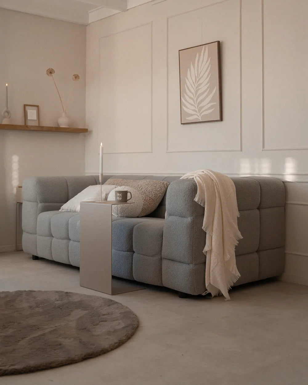 Sofa 3 Seater Boucle Grey Syd