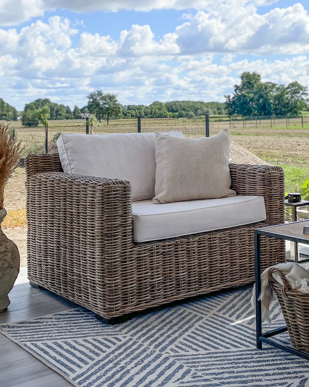 Garden Armchair Rattan Light Brown Penermon