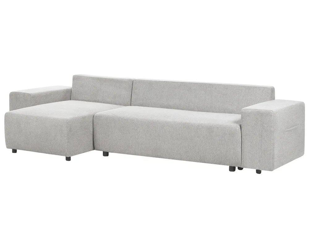 Corner Sofa 3 Seater Linen Light Grey Left Hand Gotthold